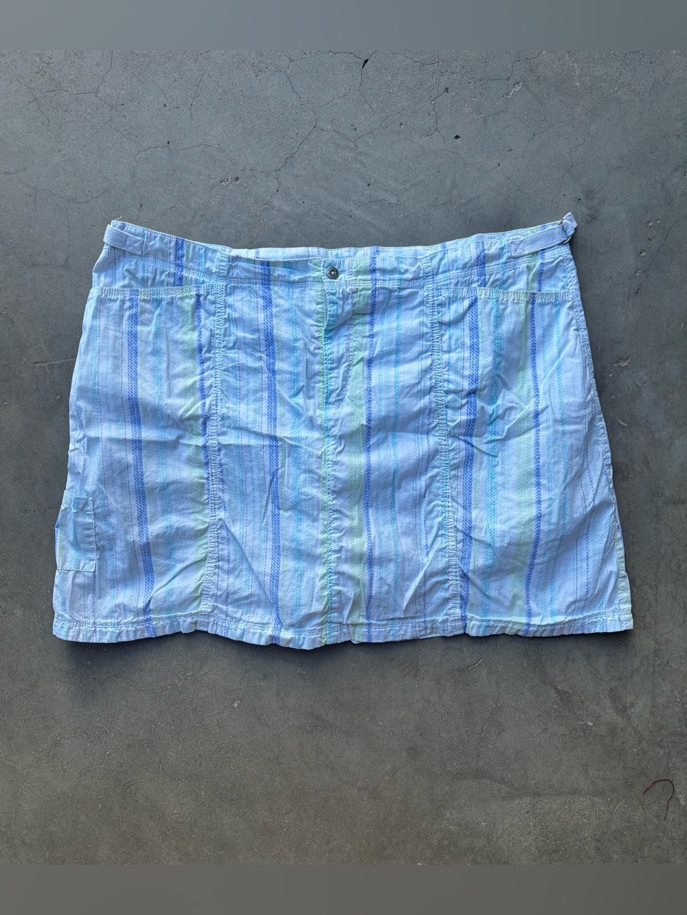 Fresh Produce White Striped Cargo Utility Cotton Skort Skirt Pastel Pockets XXL